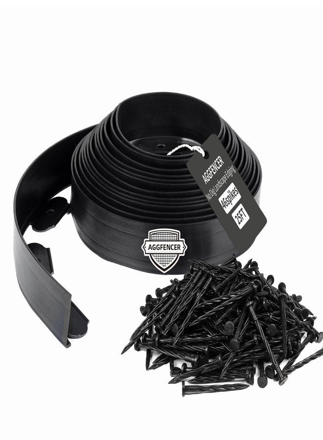 AggFencer 4" x 25' Landscape Edging, No Dig Garden Edging Kit with 23Pcs Spikes, Edging Border for Landscaping Flower Bed Garden Lawn Yard Grass Black - Image 1