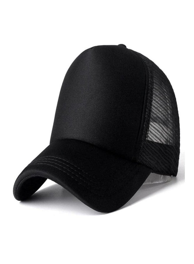 RR DESIGN Stylish Baseball Cap for Men & Women - Trendy Gym Cap with Breathable mesh, Adjustable Snapback Design for Sports & Summer - Perfect Trucker Cap for Teens, Boys, and Girls-Black - Image 1