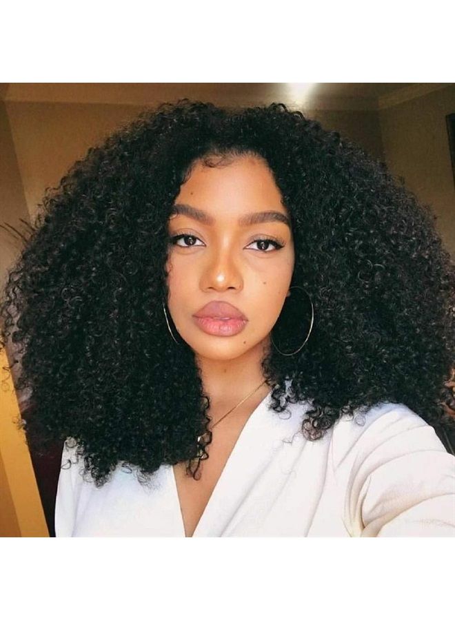 BLY Mongolian Afro Kinky Curly Human Hair 3 Bundles (16 16 16inches) Unprocessed Hair Weave Weft Big Hair for Black Women Natural Color - Image 1