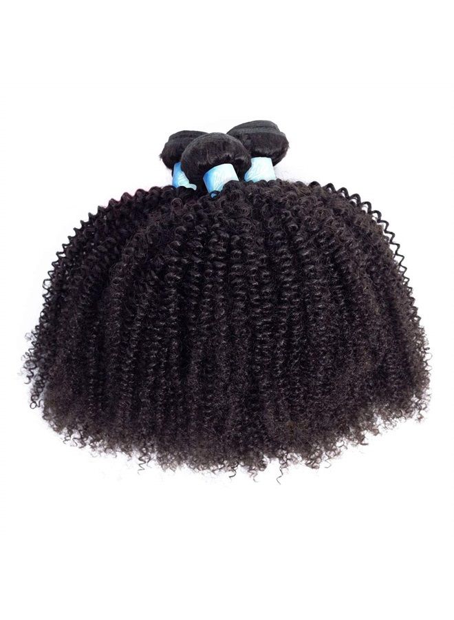 BLY Mongolian Afro Kinky Curly Human Hair 3 Bundles (16 16 16inches) Unprocessed Hair Weave Weft Big Hair for Black Women Natural Color - Image 5