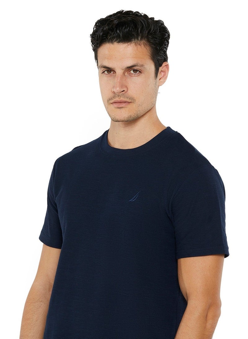 نوتيكا تيشيرت قطن أساسي بشعار، قصة عادية، رقبة دائرية - Image 1