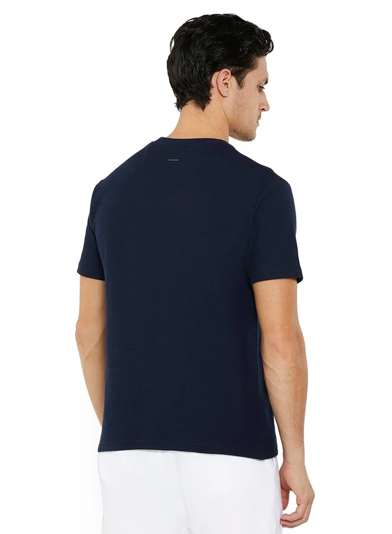 NAUTICA Dark Navy Essential Regular Fit Premium Cotton Logo Crew Neck T-shirt for Men | Best Price UAE