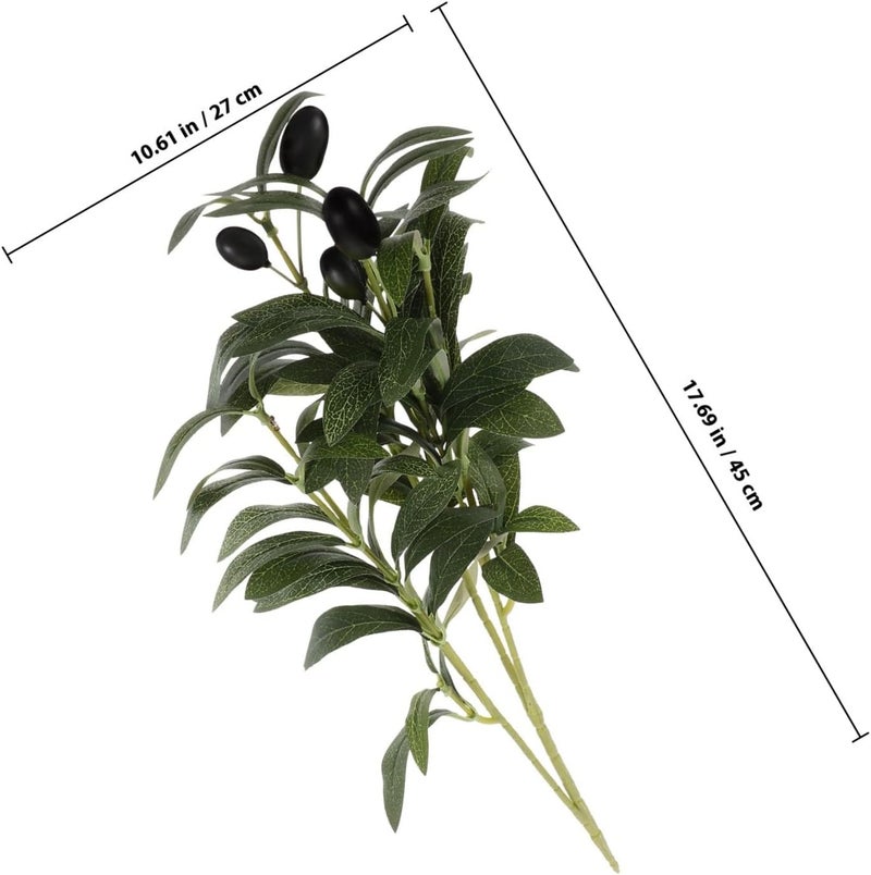 2pcs Faux Olive Branches with Lifelike Leaves and Fruits, 45cm Medium Plastic Stems for Home Décor, Rustic Table Centerpieces, Sturdy Indoor Artificial Greenery - Image 2