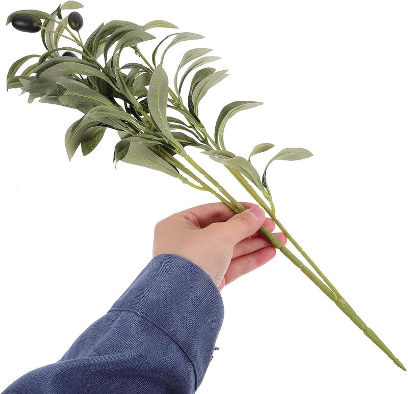 2pcs Faux Olive Branches with Lifelike Leaves and Fruits, 45cm Medium Plastic Stems for Home Décor, Rustic Table Centerpieces, Sturdy Indoor Artificial Greenery - Image 4