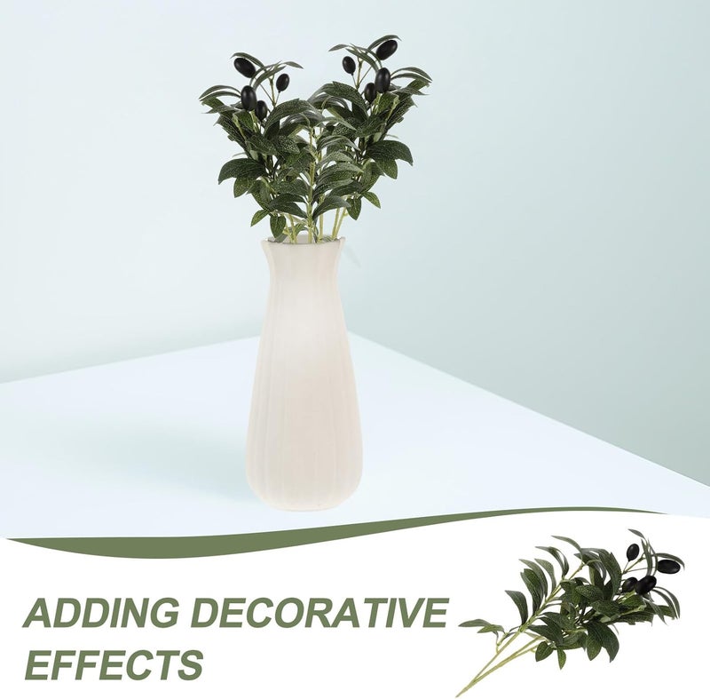 2pcs Faux Olive Branches with Lifelike Leaves and Fruits, 45cm Medium Plastic Stems for Home Décor, Rustic Table Centerpieces, Sturdy Indoor Artificial Greenery - Image 3