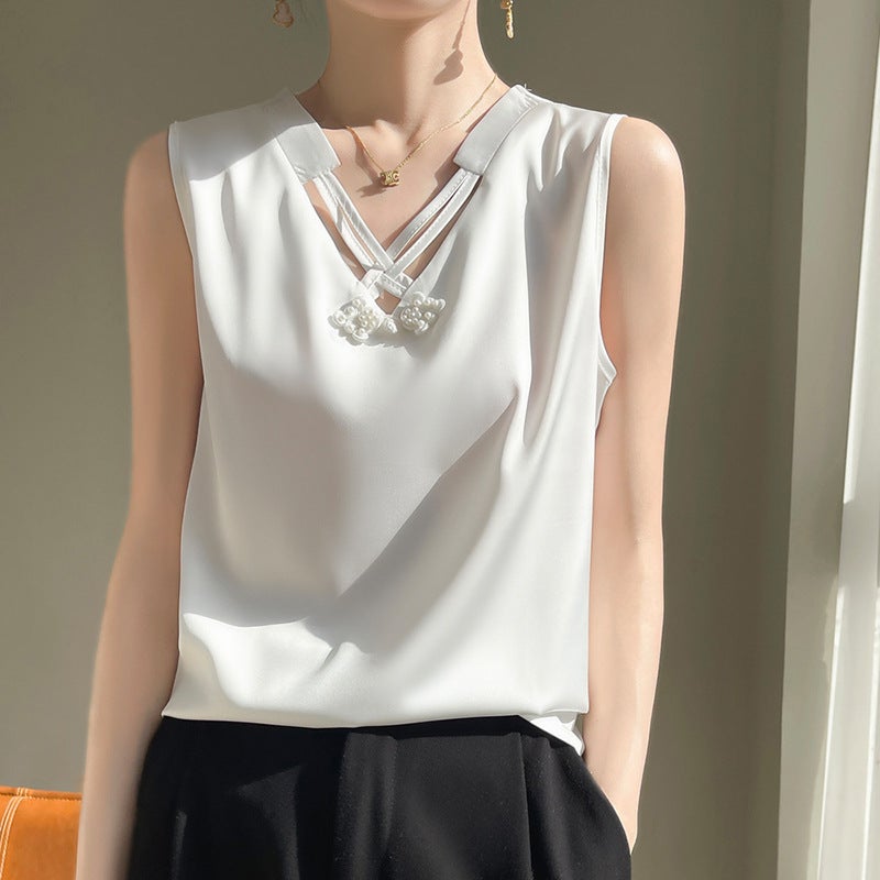 Generic Silk Satin 2025 Spring and Summer Womens New V-neck