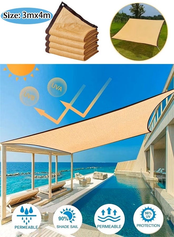 Sunshade Sail, Sunshade Net for Outdoor,  Garden Sunblock Cloth,  Thickened And Encrypted Sunscreen Net, Sunscreen Waterproof Outdoor Canopy, Easy to Install, Durable Cooling Sunshade  Net for Camping, Courtyard, Swimming Pool, Greenhouses,Privacy Screens 3mx4m - Image 2