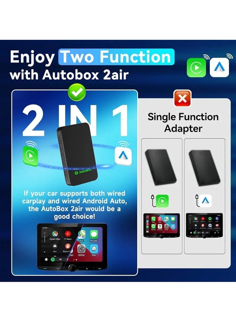 كار لينكيت محول CarlinKit 5.0 اللاسلكي CarPlay Android Auto USB للسيارات السلكية CarPlay من المصنع موديل عام 2015 إلى 2025 محول لاسلكي CarPlay/Android Auto سلكي، متوافق مع نظام الملاحة في لوحة القيادة - Image 3