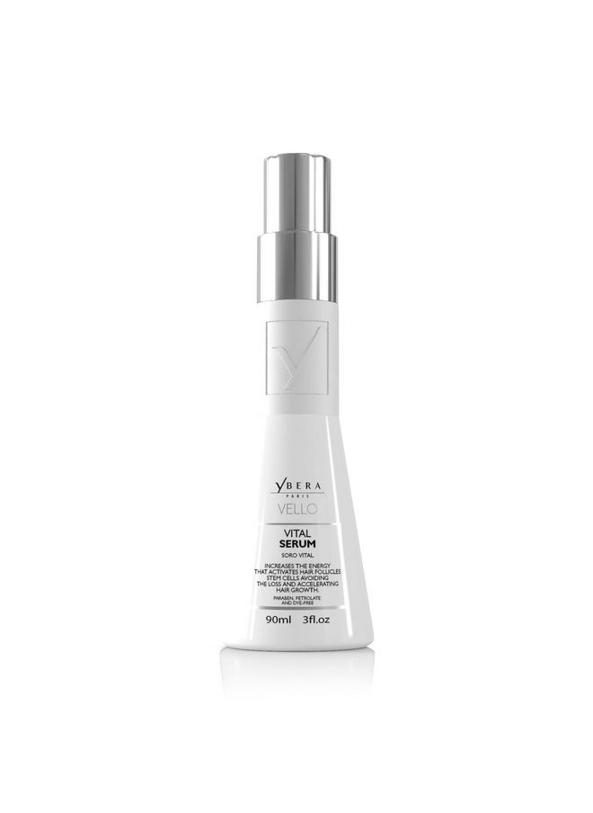 Ybera Paris - Vello Vital Serum Combats Hair Loss Restores Vitality Accelerate Hair Growth Ideal For Men And Women With Capillary Atrophy 3 Oz - Image 1