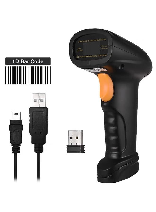 Aibecy 2-In-1 2.4G 1D Handheld Barcode Scanner Black/Orange - Image 1