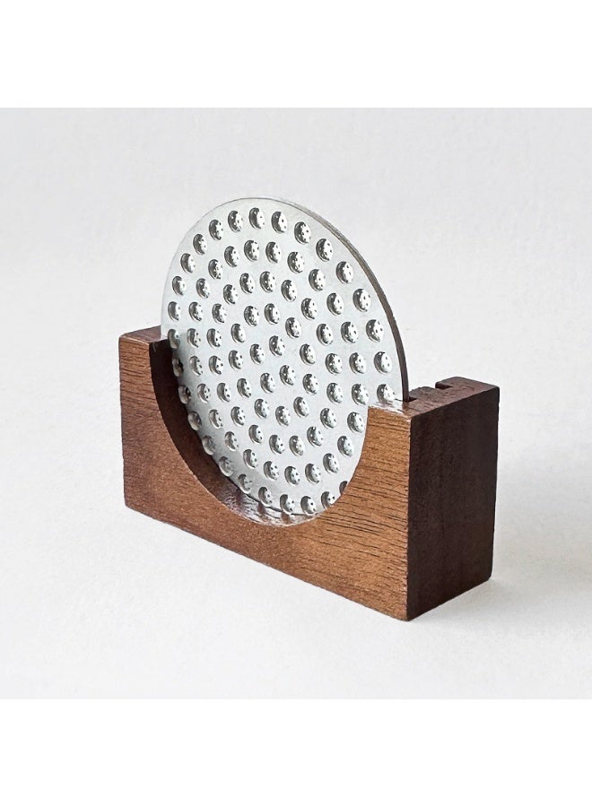 Walnut Espresso Puck Screen Rack 58mm Sintered Mesh Holder for Home Brewing Station and Cafe Counter, Barista Coffee Organizer
