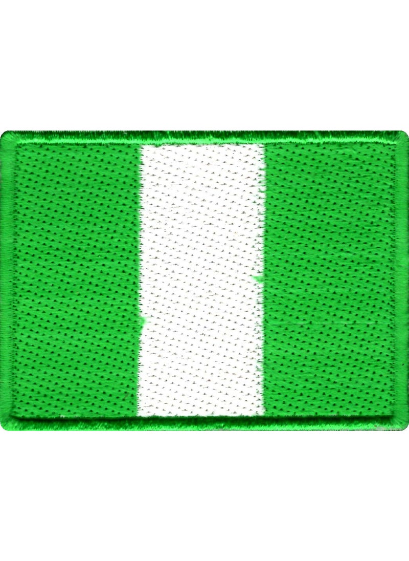 Artist Unknown Nigeria Flag Applique Embroidered Sweing Patch Suitable for Jackets, Bags, T-Shirts, Jeans, Pants, Outdoor Clothing ; Size: 7cm x 5cm ; Imported from Malaysia (1 Piece).  - Image 1