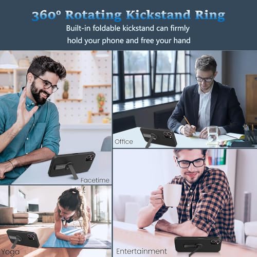 Nijiadi Compatible with HMD Skyline 5G Phone Case with Tempered Glass Screen Protector, 360° Rotatable Folding hidden Kickstand/Stand Silicone TPU Protective Cover Case for HMD Skyline 5G 2024 - Black - Image 5