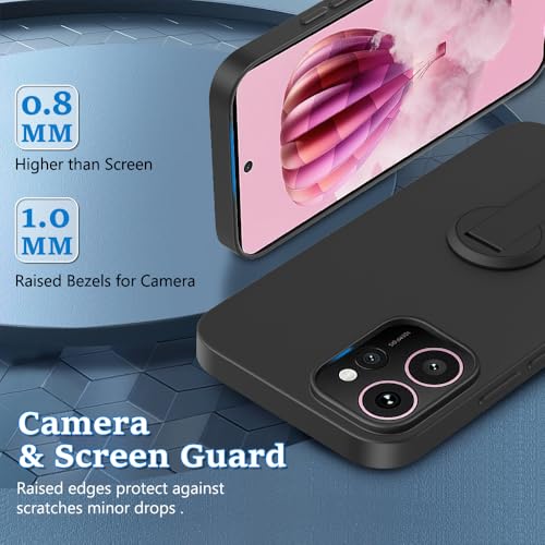 Nijiadi Compatible with HMD Skyline 5G Phone Case with Tempered Glass Screen Protector, 360° Rotatable Folding hidden Kickstand/Stand Silicone TPU Protective Cover Case for HMD Skyline 5G 2024 - Black - Image 2