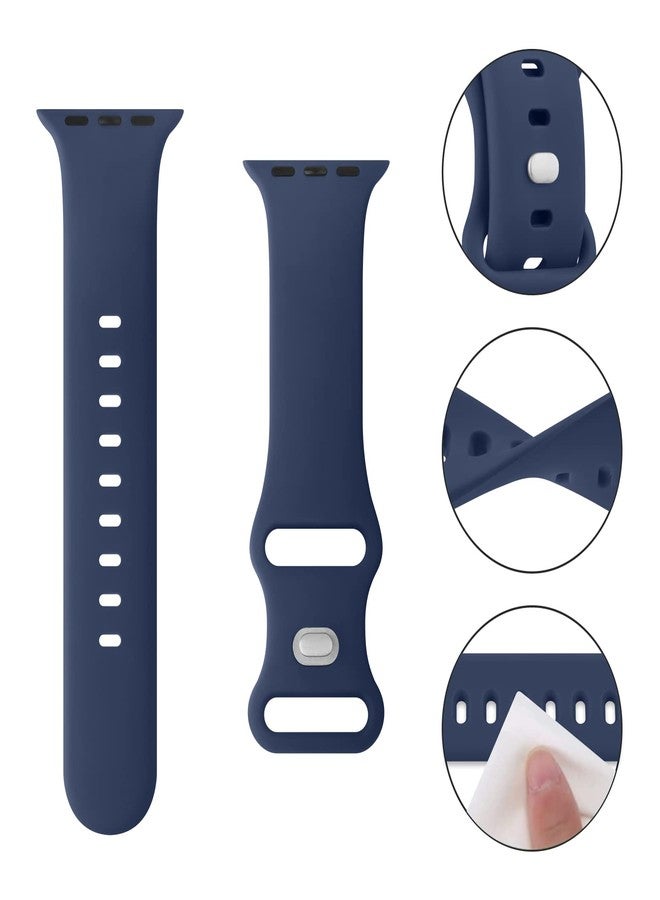 Mugust Sport Bands Compatible with Apple Watch Band 41mm 40mm 38mm, Soft Silicone Correa Wristband Replacement Strap Compatible for Apple Watch SE2 SE Series 9 8 7 6 5 4 3 Women Men, Navy Blue, - Image 4
