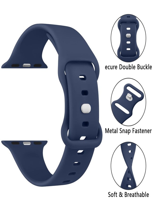 Mugust Sport Bands Compatible with Apple Watch Band 41mm 40mm 38mm, Soft Silicone Correa Wristband Replacement Strap Compatible for Apple Watch SE2 SE Series 9 8 7 6 5 4 3 Women Men, Navy Blue, - Image 3