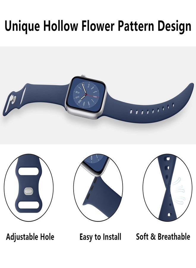 Mugust Sport Bands Compatible with Apple Watch Band 41mm 40mm 38mm, Soft Silicone Correa Wristband Replacement Strap Compatible for Apple Watch SE2 SE Series 9 8 7 6 5 4 3 Women Men, Navy Blue, - Image 5