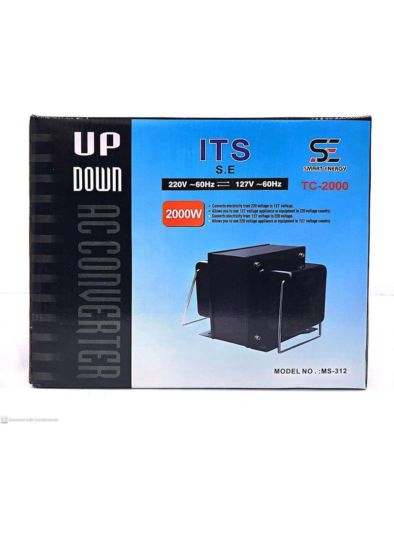 اس اي محول تلقائي 220فولت/110فولت والعكس 110فولت/220فولت - 2000واط-تحقق من كيفية استخدامه بأمان على العلبة - صنع في تايوان - Image 1