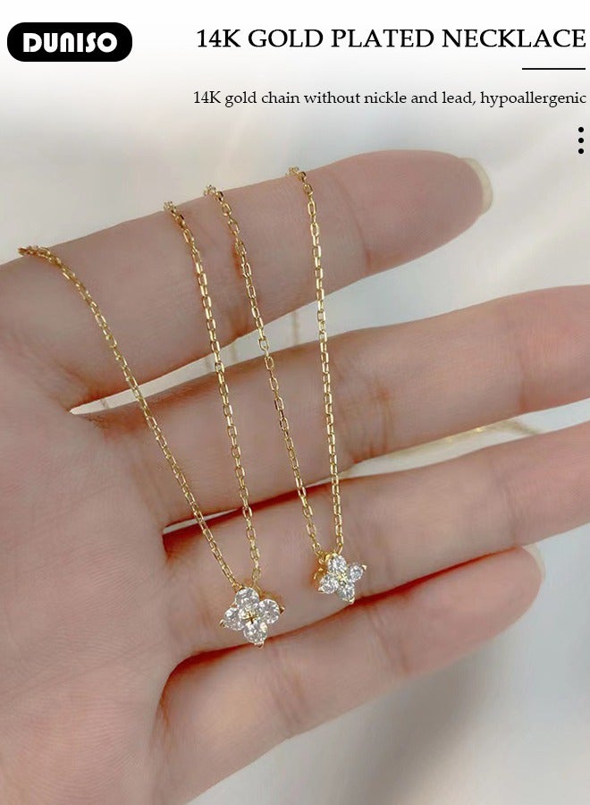 DUNISO Pendant Necklace For Women and Girls,925 Sterling Silver Electroplating 14K Gold Necklace,Trendy Fashion Accessories with a Unique Minimalist Vibe Fashion Jewelry Dress Accessories, for Women Girls Birthday Anniversary Jewelry Gift - Image 2
