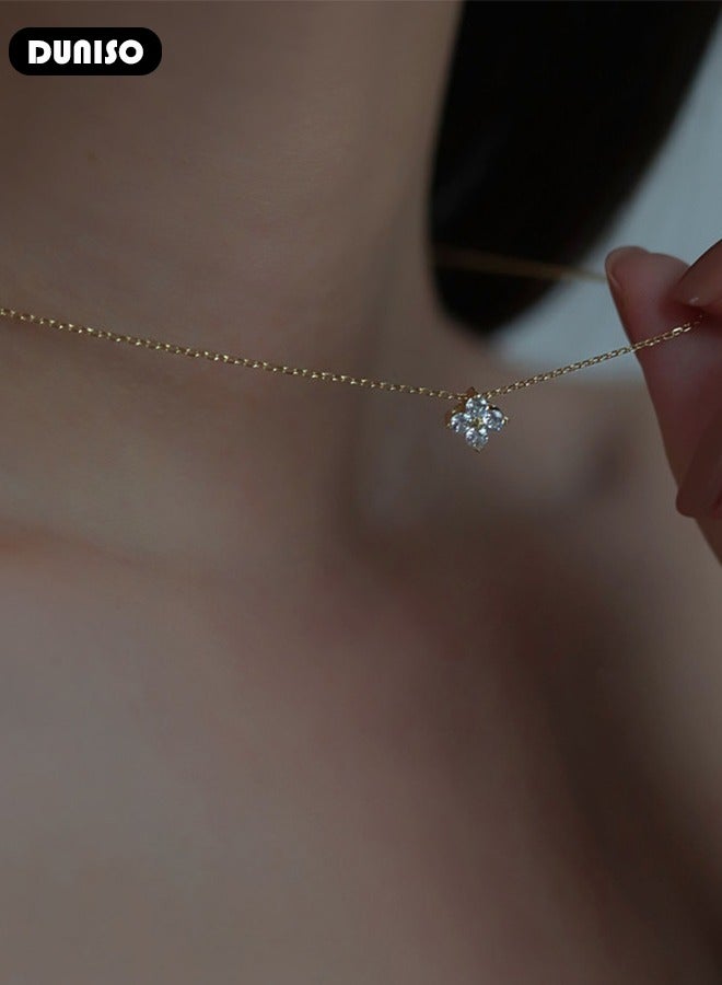 DUNISO Pendant Necklace For Women and Girls,925 Sterling Silver Electroplating 14K Gold Necklace,Trendy Fashion Accessories with a Unique Minimalist Vibe Fashion Jewelry Dress Accessories, for Women Girls Birthday Anniversary Jewelry Gift - Image 5