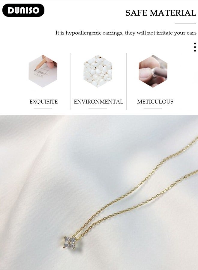 DUNISO Pendant Necklace For Women and Girls,925 Sterling Silver Electroplating 14K Gold Necklace,Trendy Fashion Accessories with a Unique Minimalist Vibe Fashion Jewelry Dress Accessories, for Women Girls Birthday Anniversary Jewelry Gift - Image 3