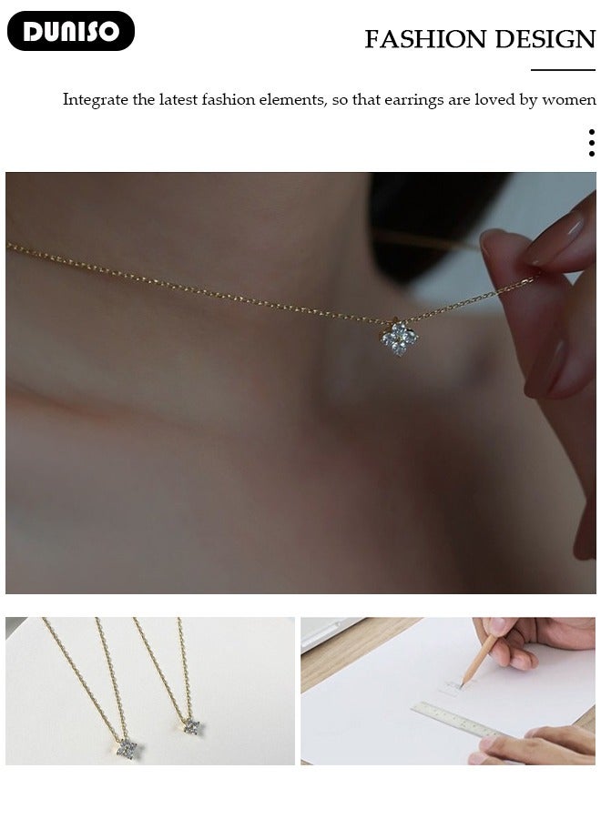 DUNISO Pendant Necklace For Women and Girls,925 Sterling Silver Electroplating 14K Gold Necklace,Trendy Fashion Accessories with a Unique Minimalist Vibe Fashion Jewelry Dress Accessories, for Women Girls Birthday Anniversary Jewelry Gift - Image 4
