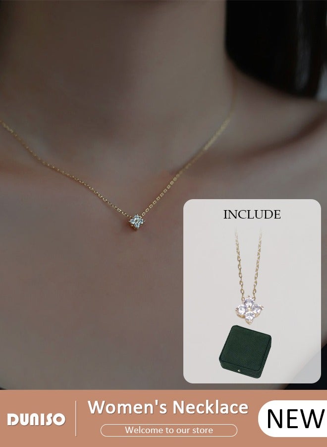 DUNISO Pendant Necklace For Women and Girls,925 Sterling Silver Electroplating 14K Gold Necklace,Trendy Fashion Accessories with a Unique Minimalist Vibe Fashion Jewelry Dress Accessories, for Women Girls Birthday Anniversary Jewelry Gift - Image 1
