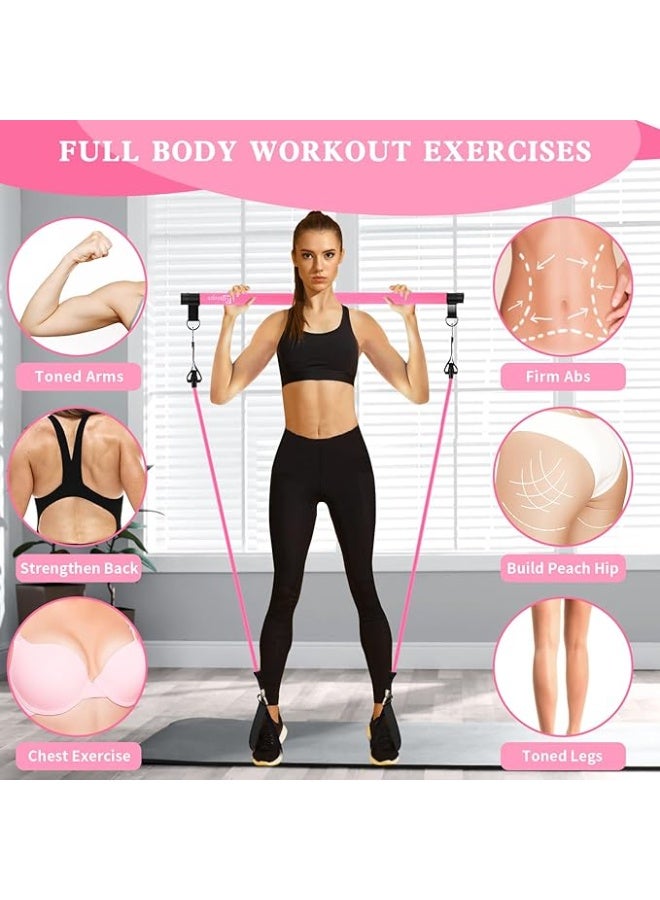 DUNISO Pilates Bar Kit with 4 Resistance Bands,Super Portable Yoga Exercise Pilate Stick Set,3-Section Pilates Bar with Stackable Bands,Home Workout Equipment for Legs,Hip,Waist and Arm,for Women & Men - Image 4