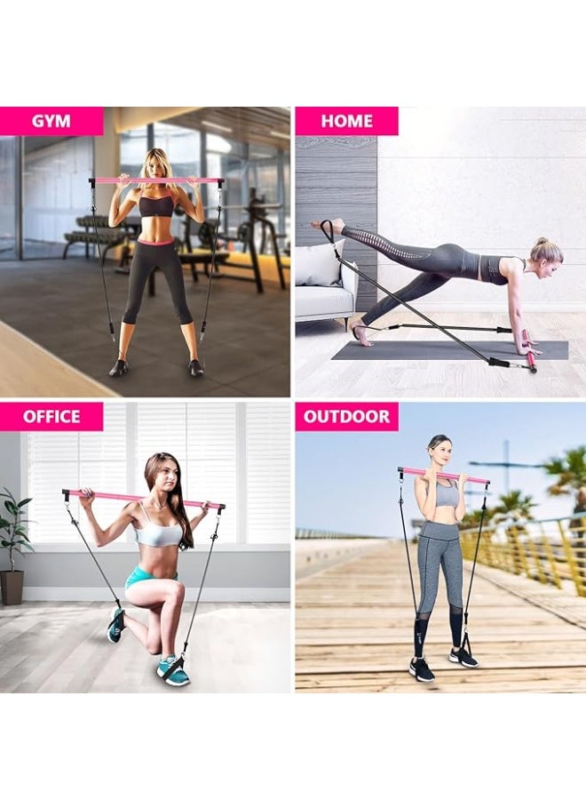 DUNISO Pilates Bar Kit with 4 Resistance Bands,Super Portable Yoga Exercise Pilate Stick Set,3-Section Pilates Bar with Stackable Bands,Home Workout Equipment for Legs,Hip,Waist and Arm,for Women & Men - Image 3