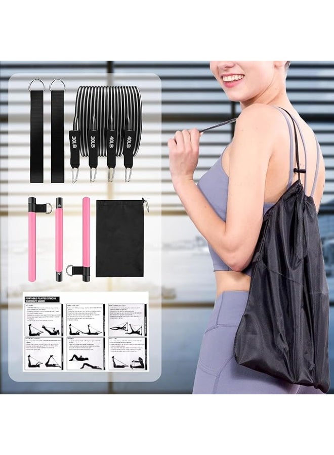DUNISO Pilates Bar Kit with 4 Resistance Bands,Super Portable Yoga Exercise Pilate Stick Set,3-Section Pilates Bar with Stackable Bands,Home Workout Equipment for Legs,Hip,Waist and Arm,for Women & Men - Image 5