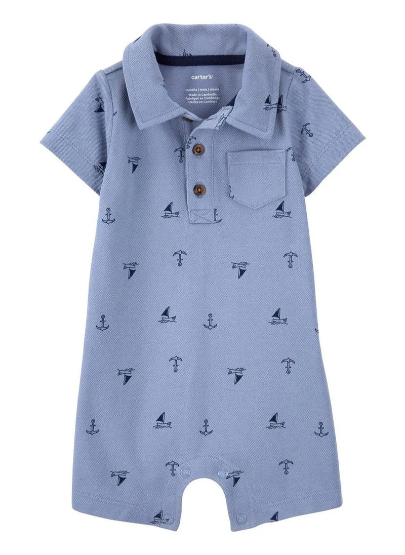 carter's Carter's Sailboat Piqué Romper - Chambray  - Image 1