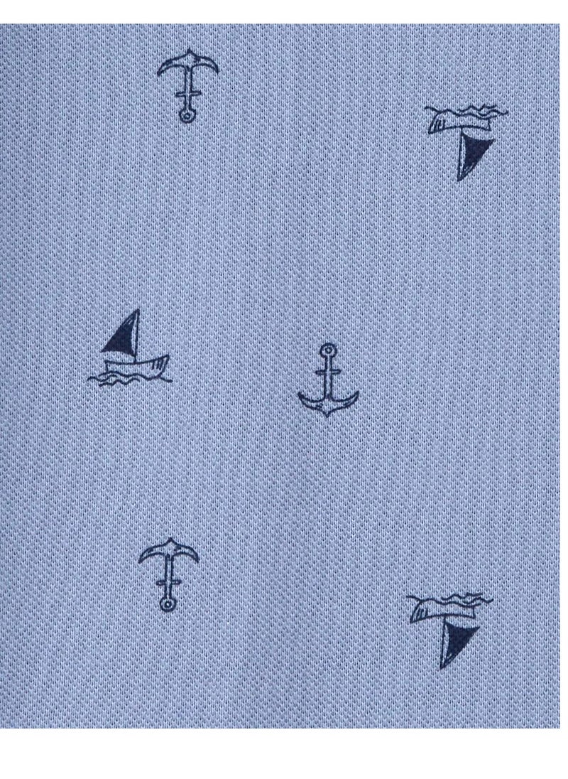 carter's Carter's Sailboat Piqué Romper - Chambray  - Image 2