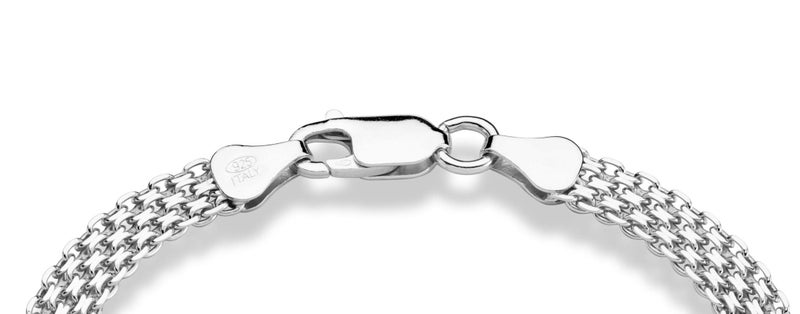 Miabella 925 Sterling Silver Italian 6mm Solid Bismark Mesh Link Chain Bracelet for Women, Made in Italy (Length 7.5 Inches) - Image 2