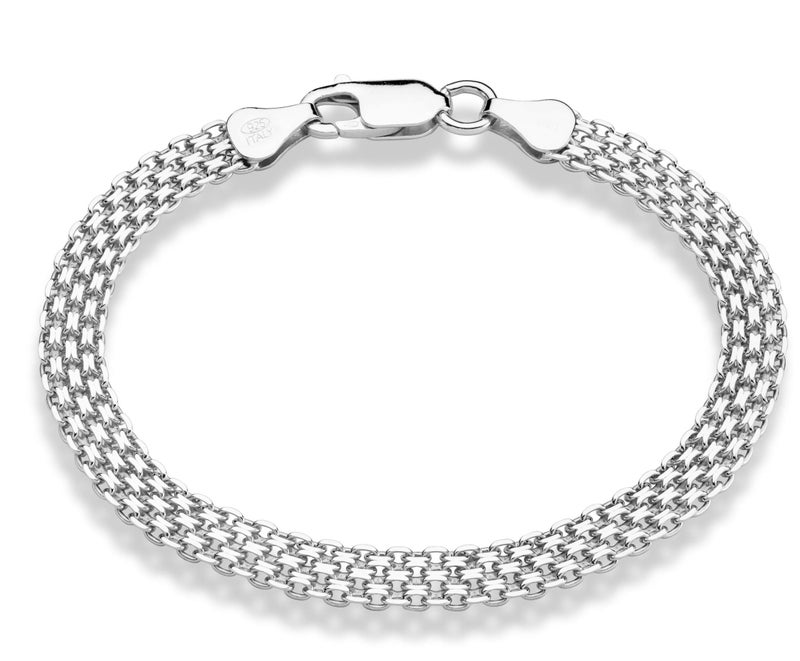 Miabella 925 Sterling Silver Italian 6mm Solid Bismark Mesh Link Chain Bracelet for Women, Made in Italy (Length 7.5 Inches) - Image 4