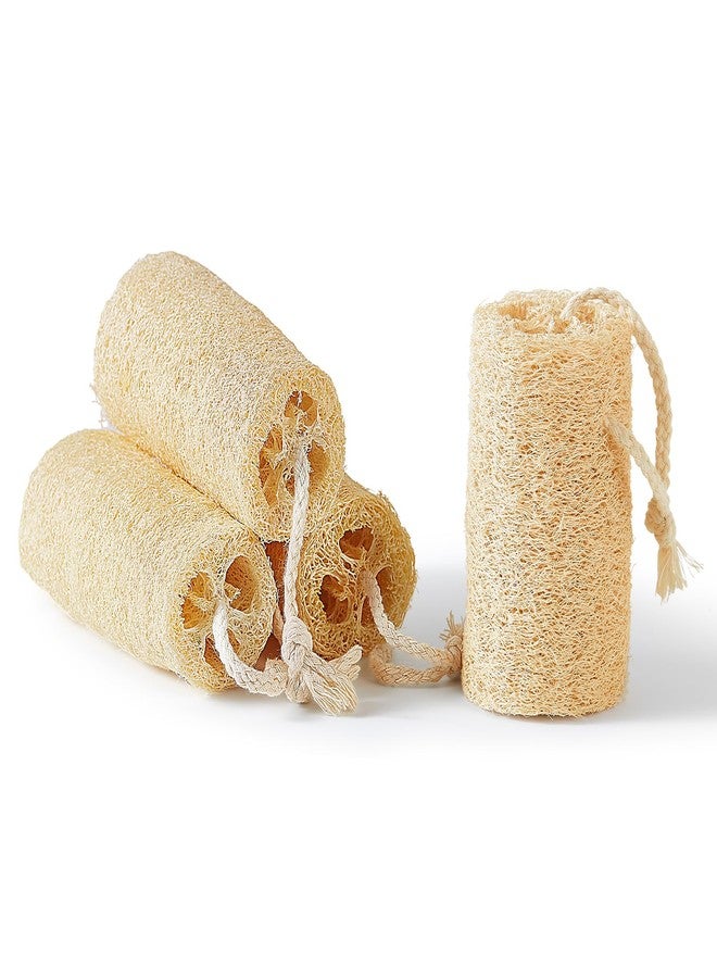Reemix Natural Loofah Exfoliating Body Scrubber 4-Piece Long Cylinder Set - Large Home & Shower Sponge for Face & Body, Eco-Friendly Bath Tool for Gentle Exfoliation, Spa-Like Experience at Home - Image 1