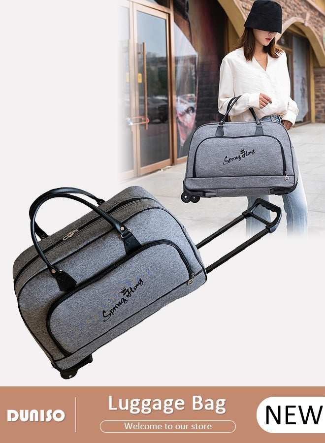 DUNISO 2 in 1 Suitcase for Men and Women, Large Capacity Hand Luggage Bag with Adjustable Pull Rod Portable Trolley Luggage Bag Travel Duffel Bag Multi-pocket Trolley Carry on Bag for Business Travel - Image 1
