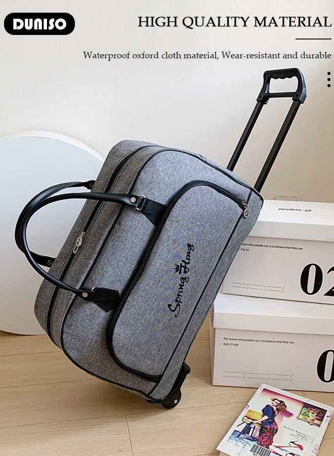 DUNISO 2 in 1 Suitcase for Men and Women, Large Capacity Hand Luggage Bag with Adjustable Pull Rod Portable Trolley Luggage Bag Travel Duffel Bag Multi-pocket Trolley Carry on Bag for Business Travel - Image 2