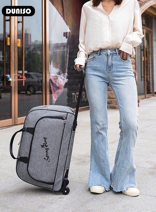 DUNISO 2 in 1 Suitcase for Men and Women, Large Capacity Hand Luggage Bag with Adjustable Pull Rod Portable Trolley Luggage Bag Travel Duffel Bag Multi-pocket Trolley Carry on Bag for Business Travel - Image 3