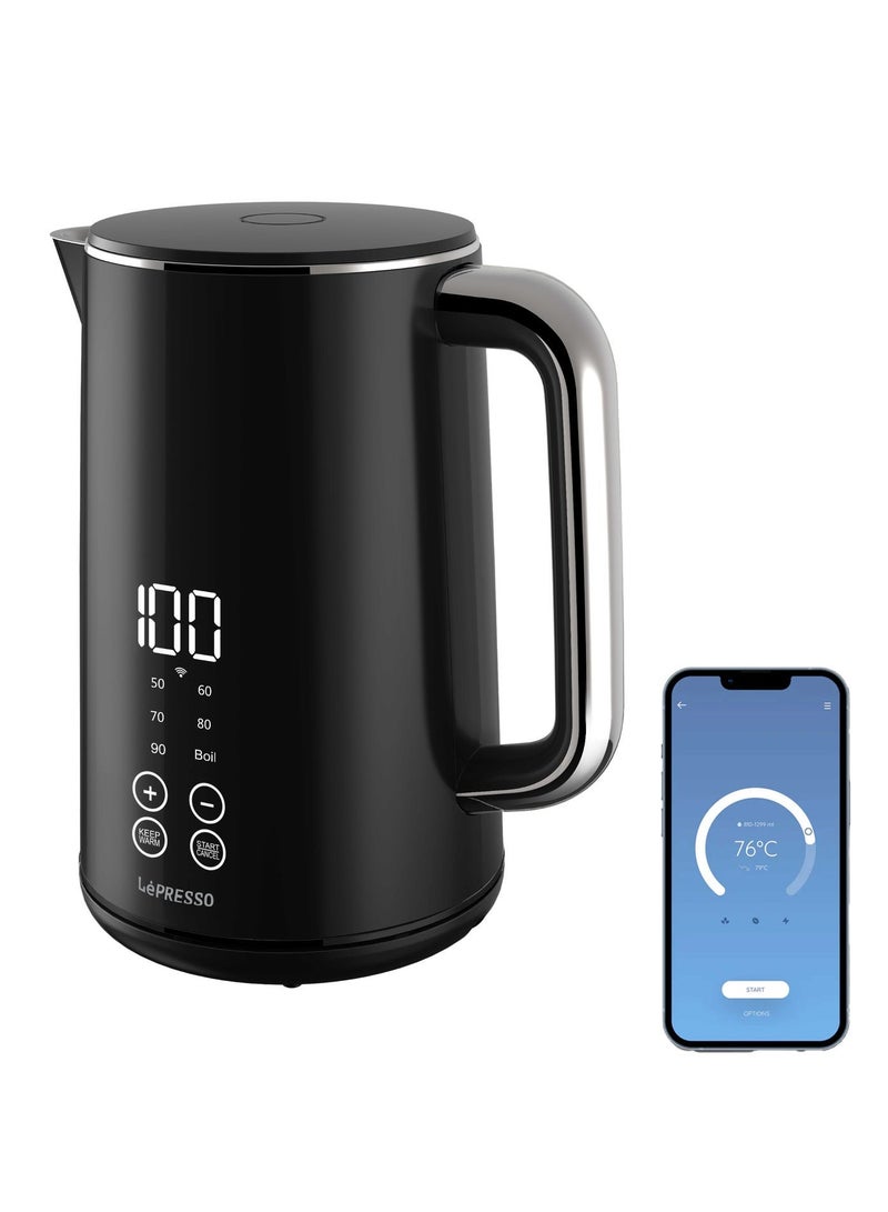 LePRESSO 1.7L Smart Electric Kettle 2000W Power with Touch Panel and BS plug, Quick Boiling Smart Kettle, Stainless Steel Interior, Heat-Proof Shell, Smart Control - Black - Image 1