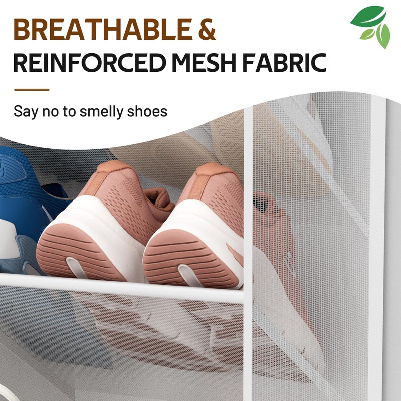 MISSLO 30 Pairs Over the Door Shoe Organizer Breathable Mesh Hanging Shoe Rack for Closet Storage with Wide Deep Pockets 10 Tier Shoes Holder Fit All the Family's Sneakers, Boots, Heels (White, 71") - Image 4