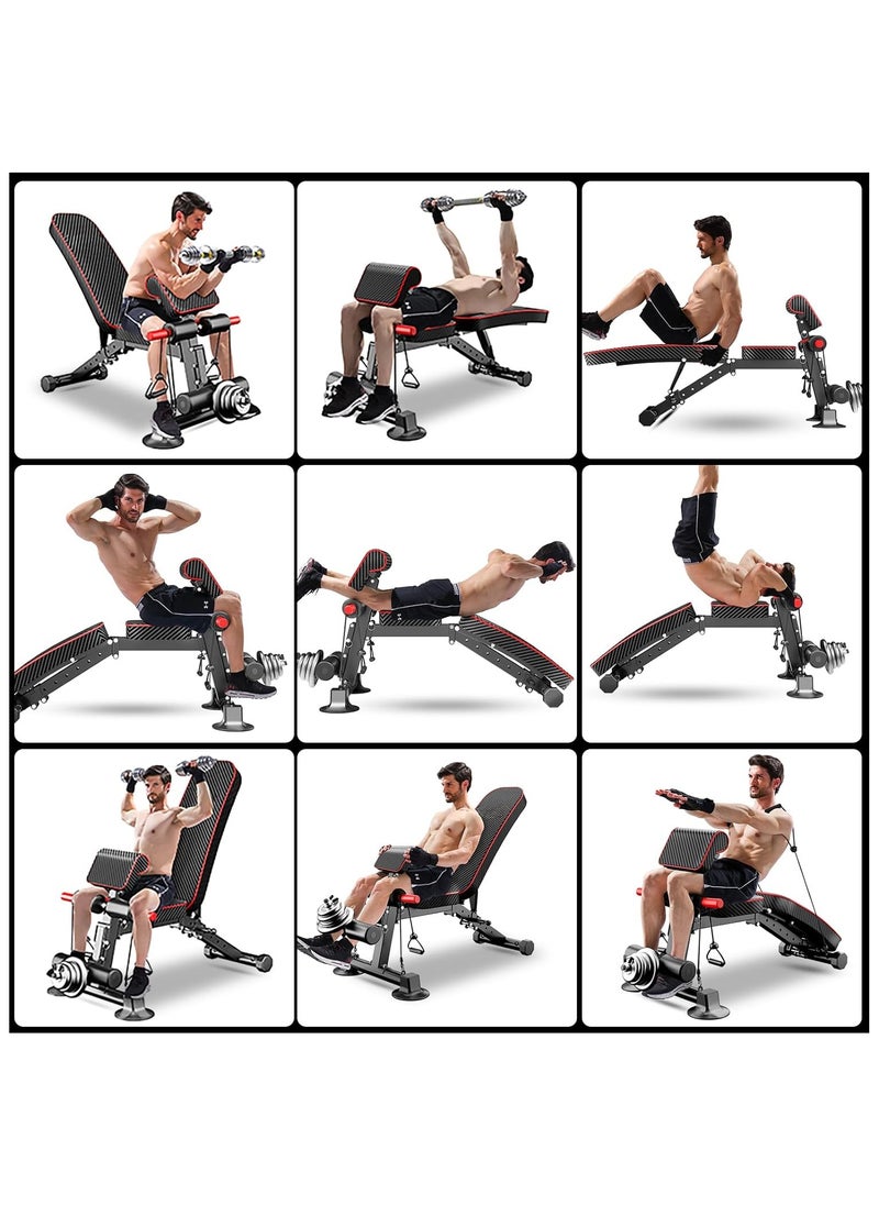 UFIT Multifunctional Adjustable Foldable Weight Sit Up Bench For Home Gym Workout, Free 2.5KG Plates  - Image 2