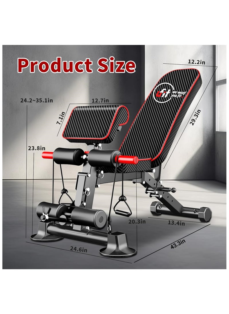 UFIT Multifunctional Adjustable Foldable Weight Sit Up Bench For Home Gym Workout, Free 2.5KG Plates  - Image 3
