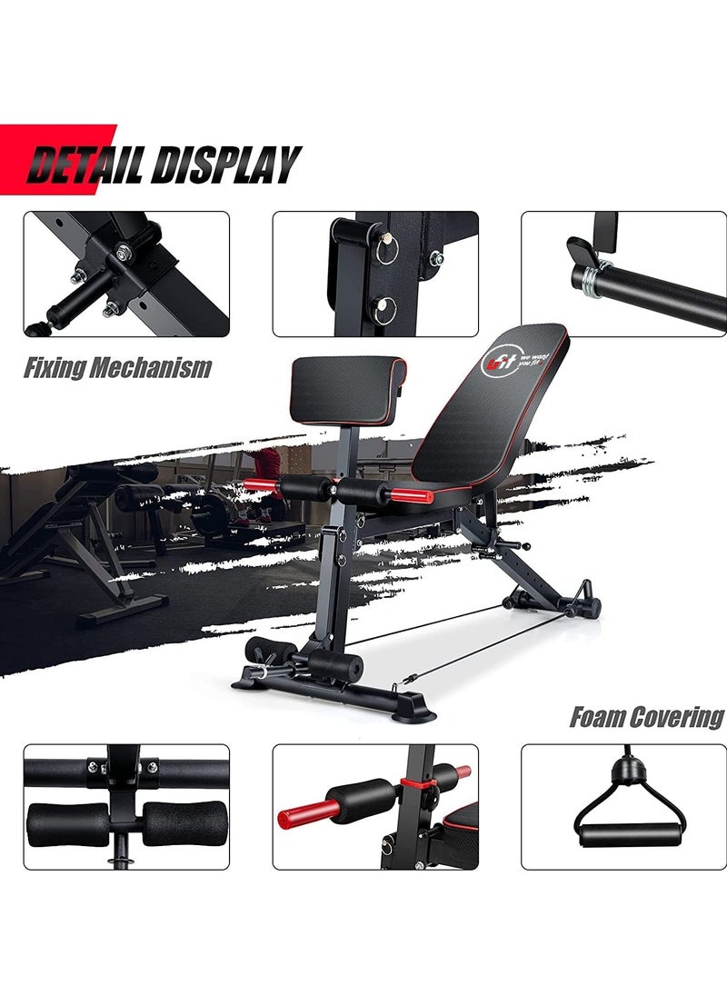 UFIT Multifunctional Adjustable Foldable Weight Sit Up Bench For Home Gym Workout, Free 2.5KG Plates  - Image 4