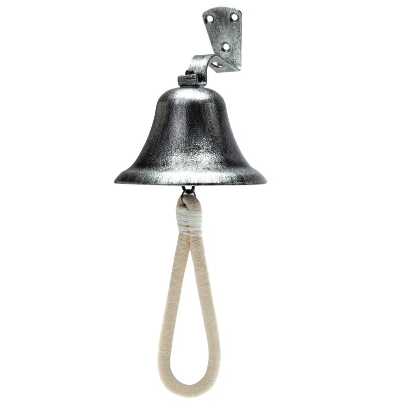 Hanging Bell Dinner Bell Outdoor Bell Bracket Mount Wall Bell Indoor Rope Bell ShipBoatNauticalDoorSchoolReceptionHomeChurch BellRetro Sliver