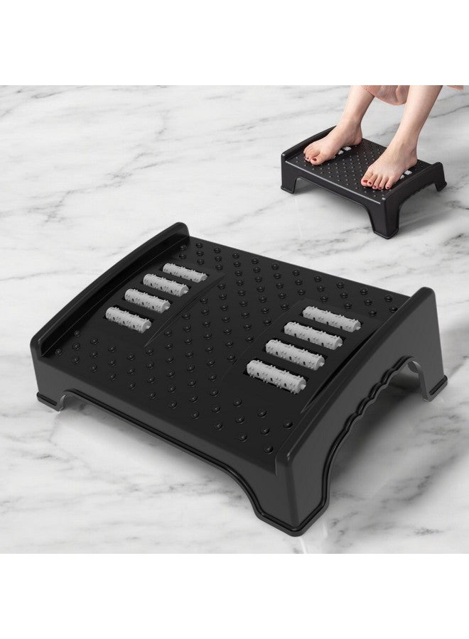 Techhark® Ergonomic Under Desk Foot Rest with Massage Rollers, 40 x 29 x 12.3 cm, Anti-Slip Design, Black - Image 1