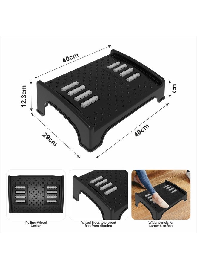 Techhark® Ergonomic Under Desk Foot Rest with Massage Rollers, 40 x 29 x 12.3 cm, Anti-Slip Design, Black - Image 2