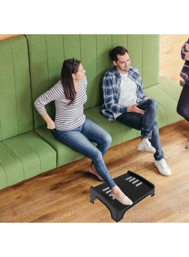 Techhark® Ergonomic Under Desk Foot Rest with Massage Rollers, 40 x 29 x 12.3 cm, Anti-Slip Design, Black - Image 4