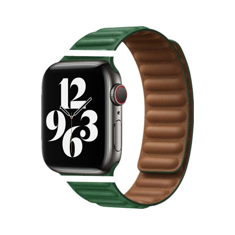 سوار ساعة ذكية سوار جلدي كلاسيكي متوافق مع Apple Watch 38/40/41/42/44/45/49mm بملاءمة قابلة للتعديل وحزام بديل باللون أخضر قابل للتعديل - Image 3