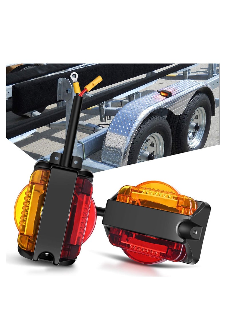 Loquat 2PCS Dual Face LED Trailer Fender Lights Amber Front and Red Rear Pre Wired for Easy Installation Drive Safely for Trailer Lorry Caravan Van Tractor - Image 1
