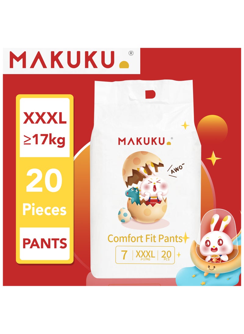 MAKUKU - Comfort Fit Pants Diapers - Size 7 (17+kg) | 24+ months | 20 Pieces - Image 1